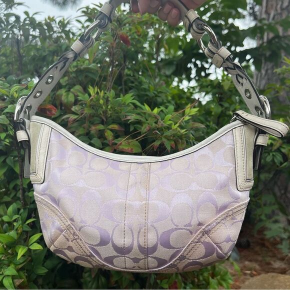 COACH Lavender Signature Y2K Hobo Baguette Shoulder Bag Hampton SoHo 6266 - Picture 7 of 14